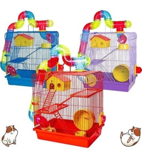 JAULA HAMSTER 3 ANDARES TUBO SUPER LUXO