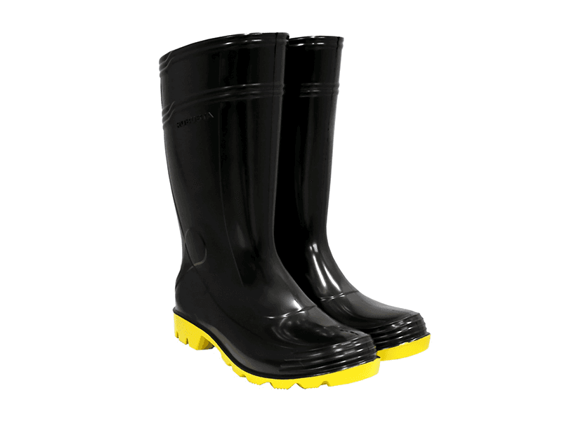 ZAPATO DE GOMA NEGRO CON AMARILLO 