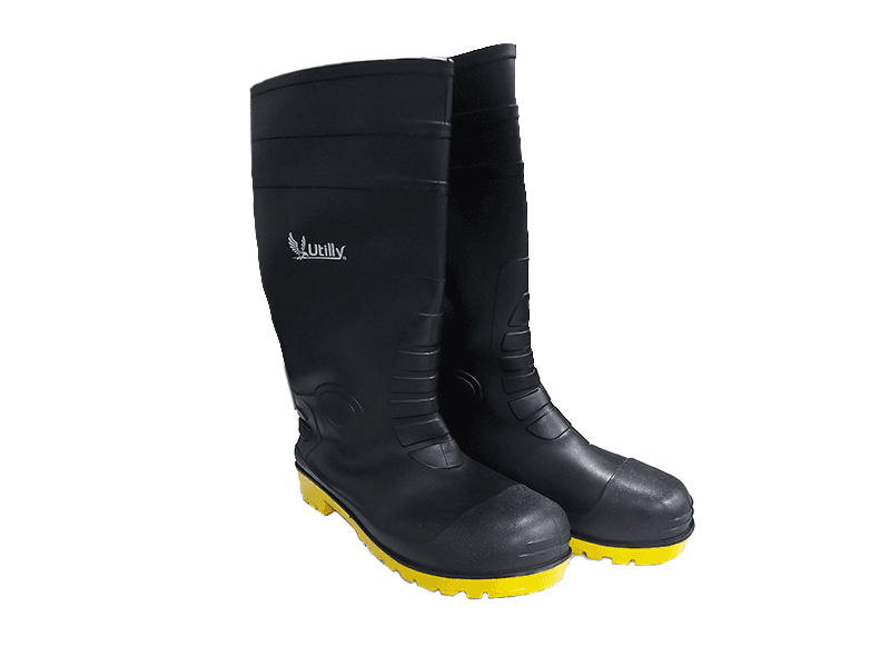 ZAPATO DE GOMA NEGRO CON AMARILLO 