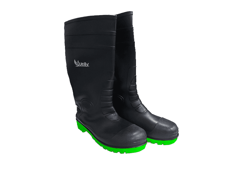 ZAPATO DE GOMA VERDE CON NEGRO 