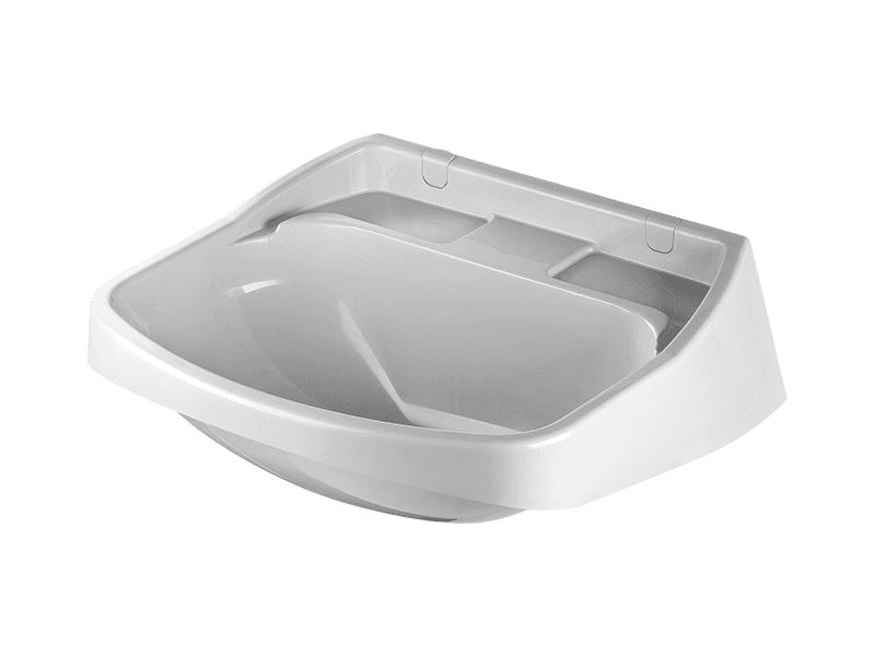 LAVATORIO PEQ DE PLASTICO 42X36 CM+TAPA DE VALVULA Y CAJA DE FIJACION GRIS CLARO 2501