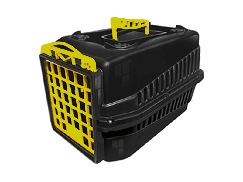 CAJA DE TRANSPORTE PODYUM N°1 NEGRO CON AMARILLO