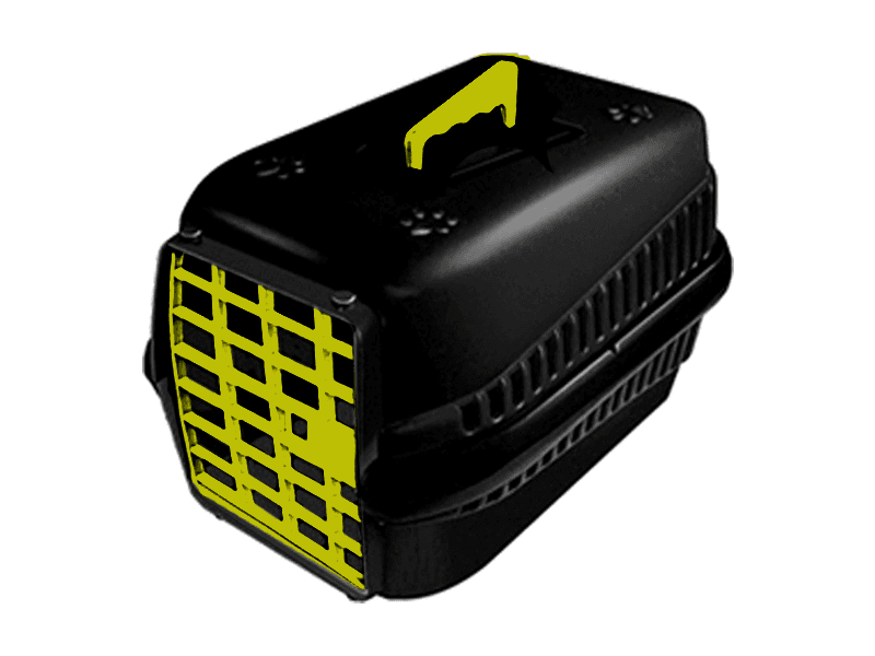 CAJA DE TRANSPORTE PODYUM N°2 NEGRO CON AMARILLO