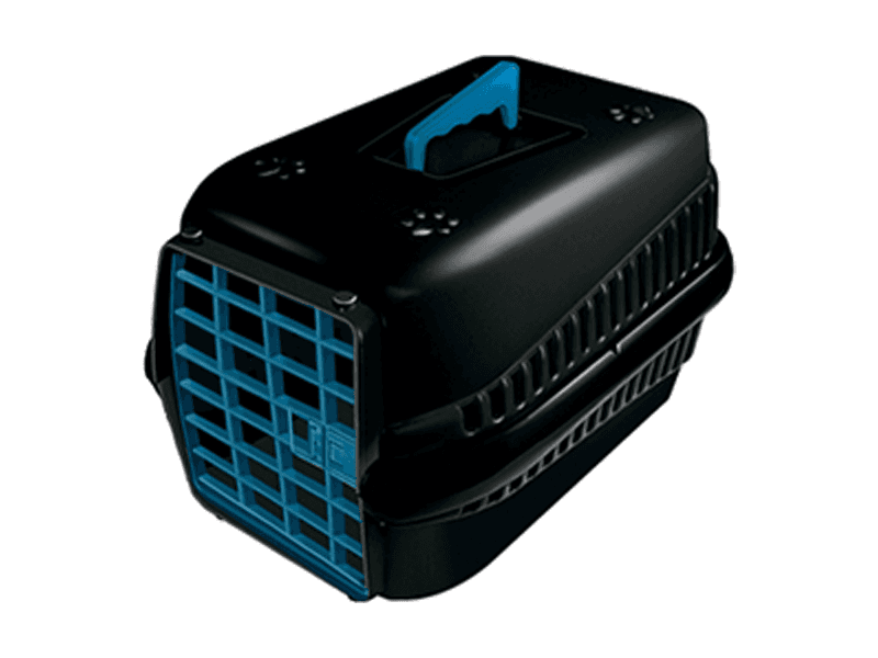 CAJA DE TRANSPORTE PODYUM N°2 NEGRO CON AZUL