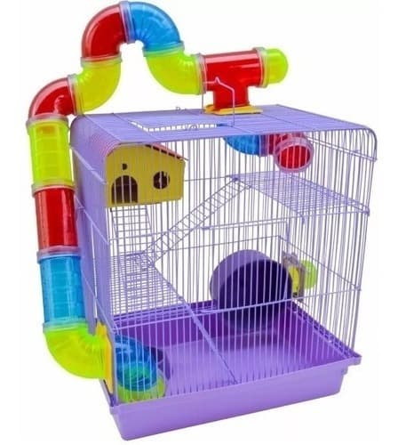 JAULA HAMSTER 3 ANDARES TUBO SUPER LUXO LILA