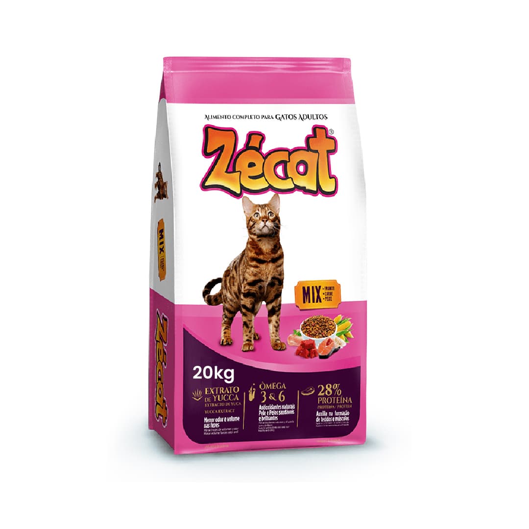 BALANCEADO ZECAT MIX CARNE/POLLO/PESCADO GATO ADULTO 28% 20KG