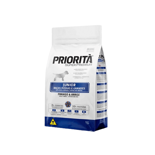 BALANCEADO PRIORITA SUPER PREMIUM PERRO JUNIOR 30% 15KG POLLO/ARROZ