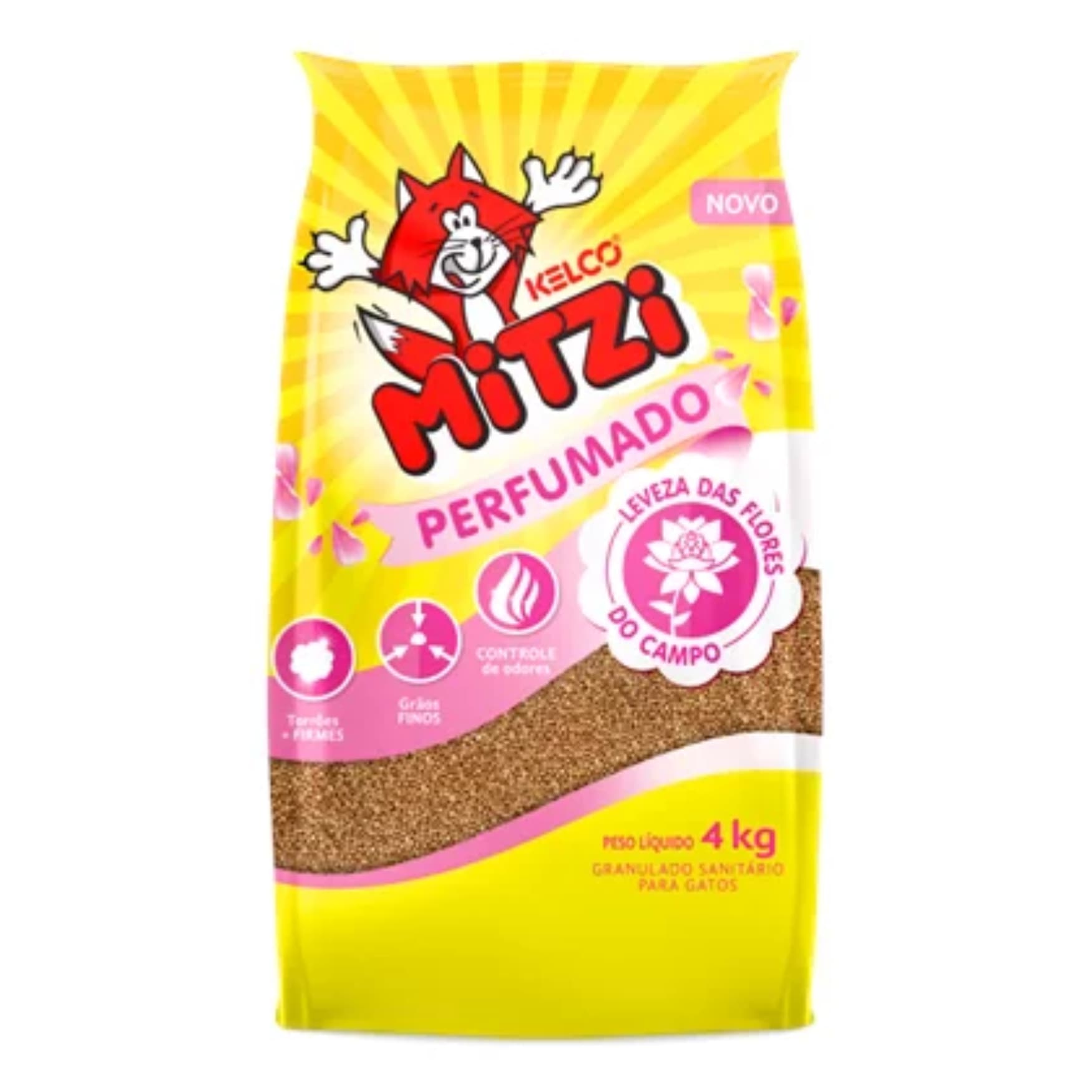 ARENA PARA GATOS MITZI FLORES DEL CAMPO 4KG PERFUMADO 