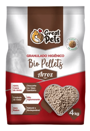 GRANULADO HIGIENICO P/ GATO BIO PELLETS ARROZ 4KG