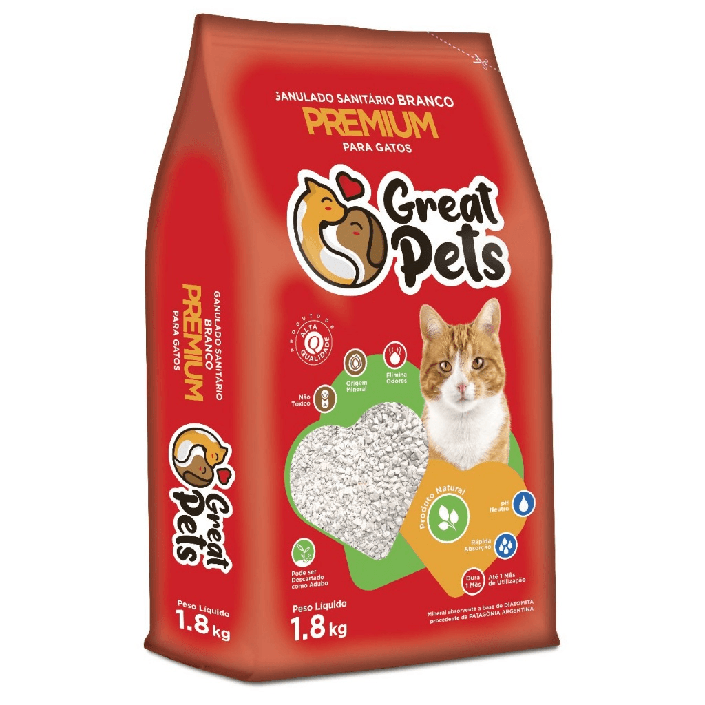 GRANULADO PARA GATOS PREMIUM BLANCO DIATOMITA GREAT PETS 1,8KG