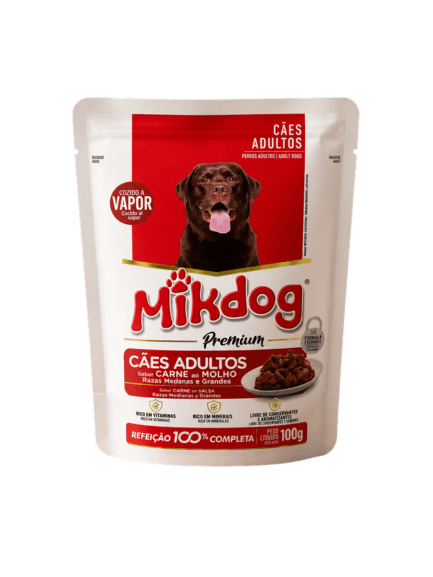 SACHET MIKDOG PREMIUM ADULTO RAZA MEDIO/GRANDE CARNE 100GR