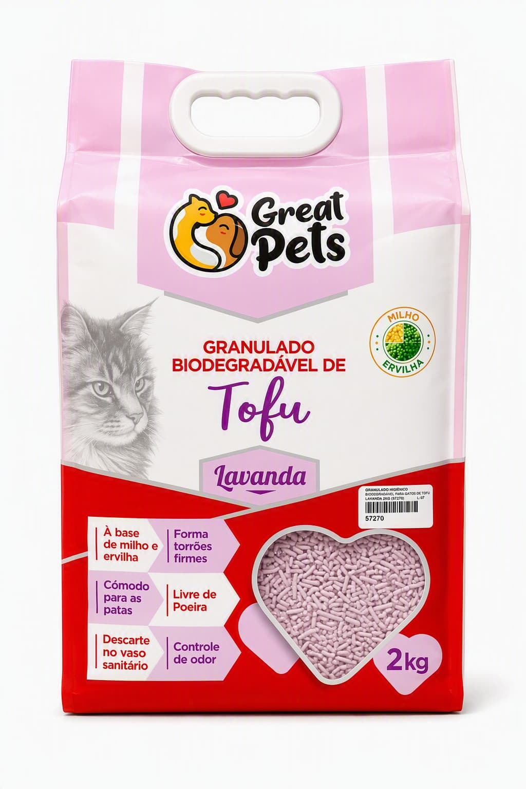 GRANULADO HIGIENICO BIODEGRADABLE P/GATO DE TOFU LAVANDA 2KG