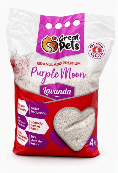 GRANULADO HIGIENICO P/GATO GREAT PETS 4KG PURPLE MOON LAVANDA 